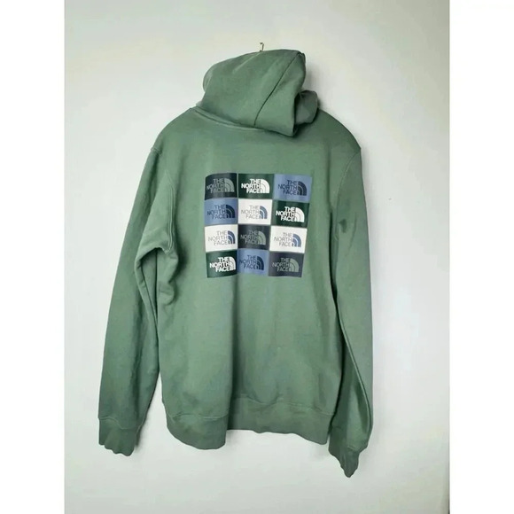 The North face Mens Medium Green Pullover Hoodie Logo Grid Back - Picture 3 of 6